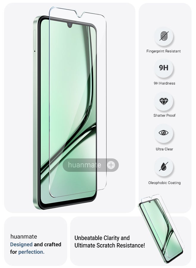 huanmate Realme Note 60x Tempered Glass Screen Protector – High Transparency, Delicate Touch, Anti-Explosion, Smooth Arc Edges, Easy Installation, Screen Protector for Realme Note 60x - Image 2