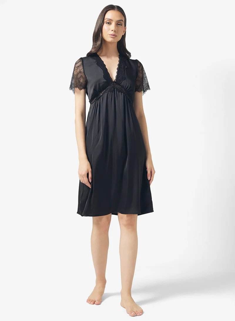 ELLA Night Dress With Lace Trims