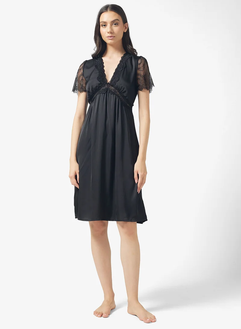 ELLA Night Dress With Lace Trims