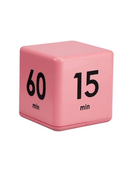 Feilifan Cube Timer Kitchen Timer Kids Timer for ADHD Productivity Workout Flip Timer Classroom for StudyTime Countdown Management Settings 15 20 30 60 Minutes Pink