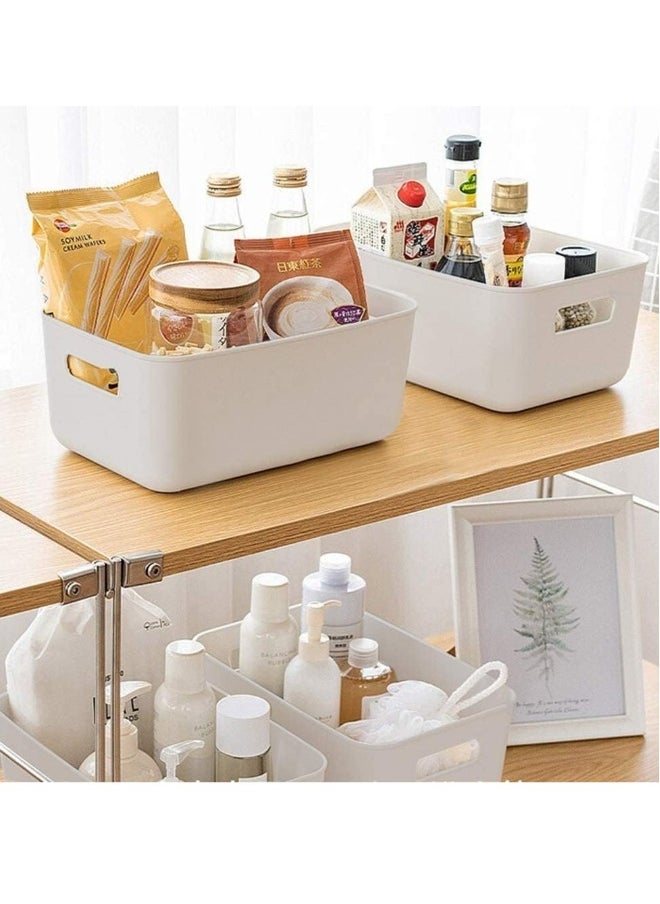 JOMILA Small Storage Bin Durable Storage Basket Cabinet Organizer Pack of 8 White  - Image 3