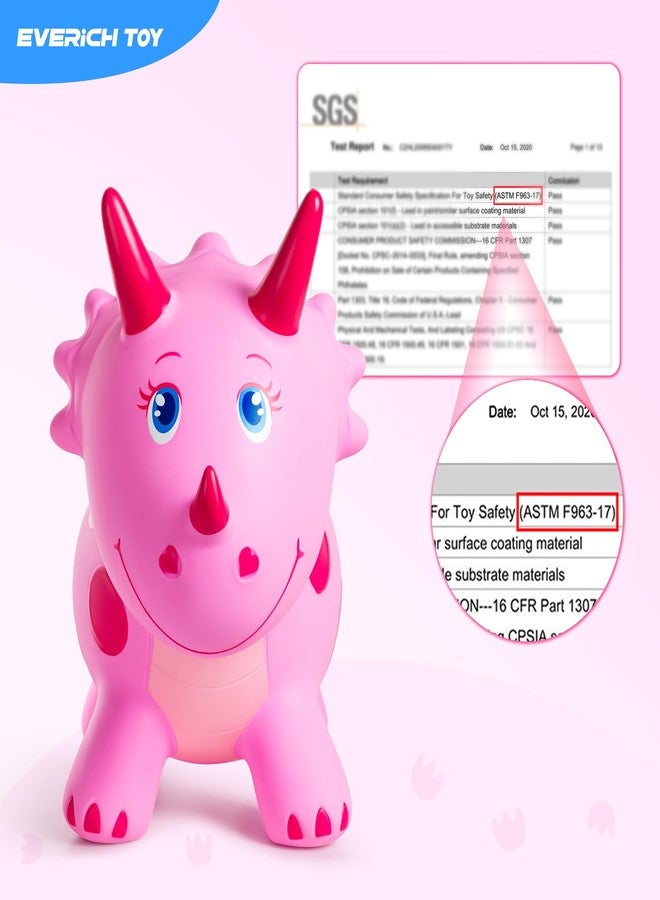 EVERICH TOY ألعاب حيوانات نطاطة على شكل ديناصورات من إيفريتش توي، نطاطة ترايسيراتوبس وردية اللون، نطاطة للأطفال من عمر سنتين إلى خمس سنوات، مناسبة للأنشطة الداخلية والخارجية، وحفلات أعياد الميلاد للأولاد من عمر 18 شهرًا إلى 4 سنوات. - Image 5