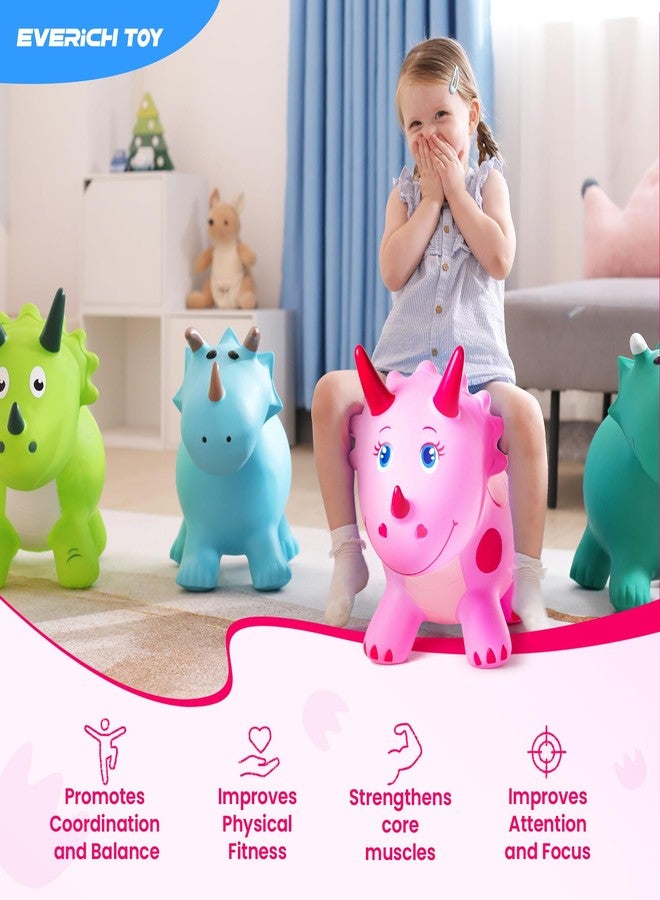 EVERICH TOY ألعاب حيوانات نطاطة على شكل ديناصورات من إيفريتش توي، نطاطة ترايسيراتوبس وردية اللون، نطاطة للأطفال من عمر سنتين إلى خمس سنوات، مناسبة للأنشطة الداخلية والخارجية، وحفلات أعياد الميلاد للأولاد من عمر 18 شهرًا إلى 4 سنوات. - Image 2