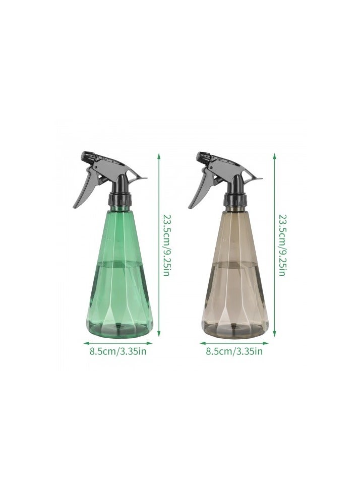 2-Pack 500ml Adjustable Spray Bottles – Fine Mist & Stream Modes, Refillable Plastic Bottles for Plants, Cleaning, Hair, Pets – Green & Black - Image 2