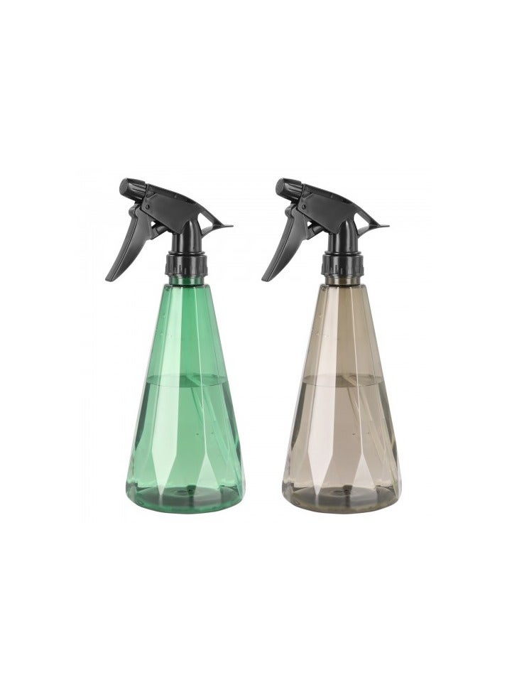 2-Pack 500ml Adjustable Spray Bottles – Fine Mist & Stream Modes, Refillable Plastic Bottles for Plants, Cleaning, Hair, Pets – Green & Black - Image 1