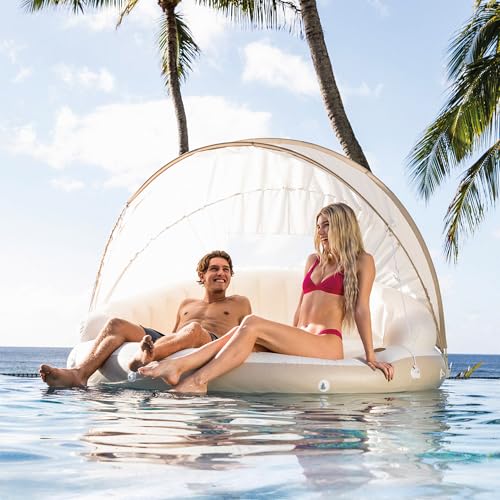 Intex 58292EP Canopy Island Inflatable Pool Float Comfortable Lounge Surface Builtin Cup Holders Detachable Sunshade 440lb Max Weight Capacity 785 x 59 - Image 3