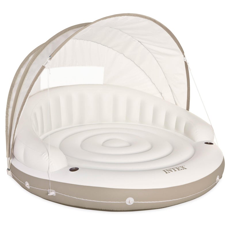 Intex 58292EP Canopy Island Inflatable Pool Float Comfortable Lounge Surface Builtin Cup Holders Detachable Sunshade 440lb Max Weight Capacity 785 x 59 - Image 2