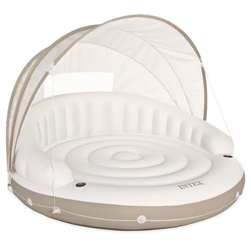 Intex 58292EP Canopy Island Inflatable Pool Float Comfortable Lounge Surface Builtin Cup Holders Detachable Sunshade 440lb Max Weight Capacity 785 x 59 - Image 1