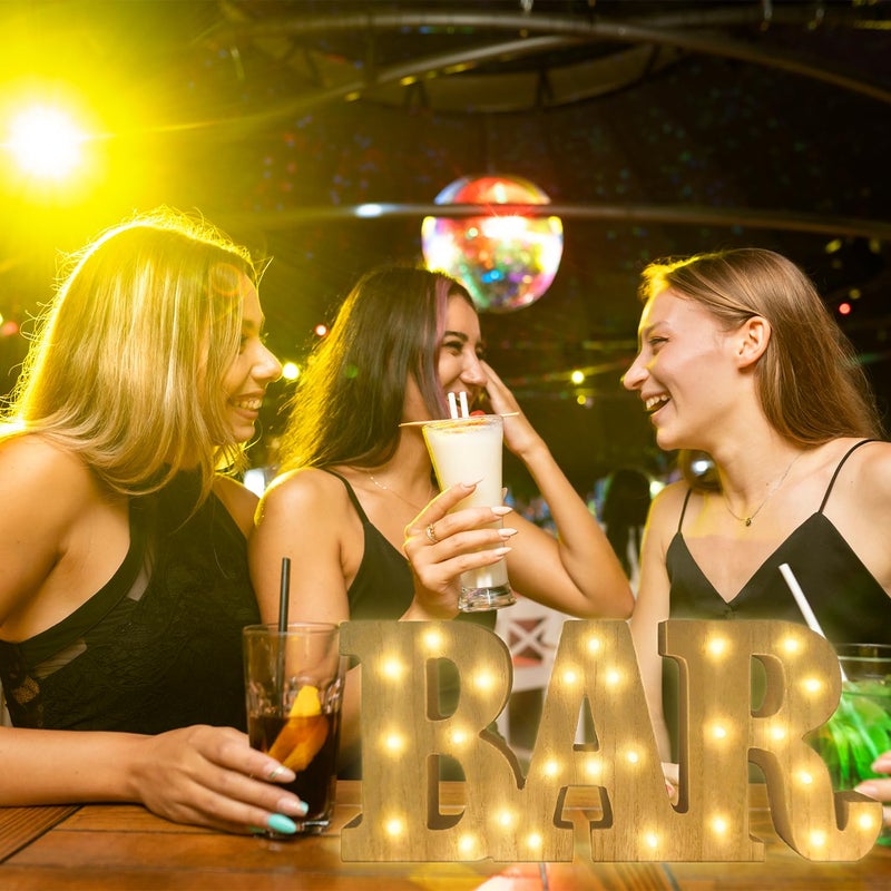 KAMUFU 13.2Ã—5.7Ã—1.2IN Wooden LED BAR Light Up Letters, Warm White Illuminated BAR Letters, LED Marquee Letters Light Up BAR Signs for Home Bar Decor, Bar Decorations for Party, Table Wall Decor - Image 5