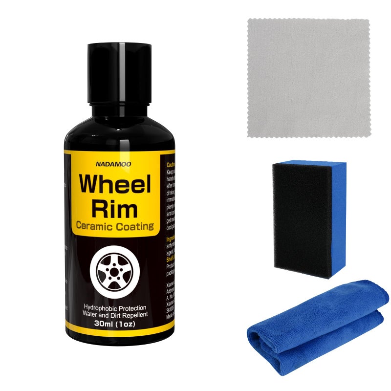 NADAMOO Wheel Rim Ceramic Coating 30mlHydrophobic Protection Gloss Finish Water and Dirt Repellent for Car Wheel Self Cleaning Repels Brake Dust Deeper Shine