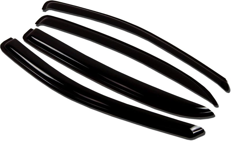 Tuningpros WV-173 Outside Mount Window Visor Deflector Rain Guard Dark Smoke 4-pc Set, Compatible with 2008-2011 Ford Focus Sedan - Image 1