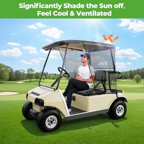 10L0L Golf Cart Sun Shade Cover for Club Car DS Precedent & EZGO TXT RXV, Superior UV Heat Blocking Polyester Mesh Canopy Cover, Durable & Easy Install (Roof Size:59" L X 41" W) - Image 4