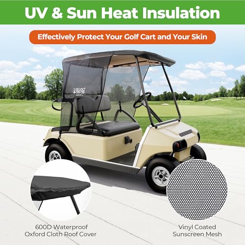 10L0L Golf Cart Sun Shade Cover for Club Car DS Precedent & EZGO TXT RXV, Superior UV Heat Blocking Polyester Mesh Canopy Cover, Durable & Easy Install (Roof Size:59" L X 41" W) - Image 5