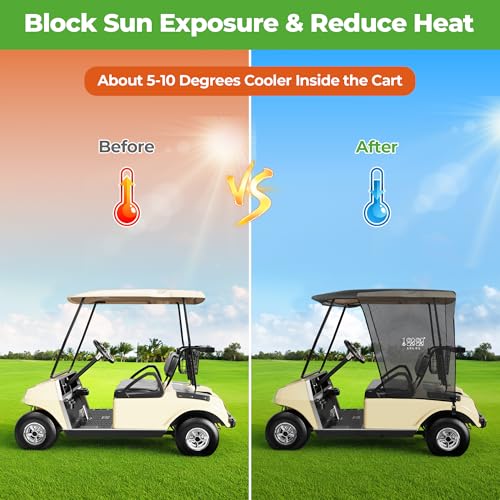 10L0L Golf Cart Sun Shade Cover for Club Car DS Precedent & EZGO TXT RXV, Superior UV Heat Blocking Polyester Mesh Canopy Cover, Durable & Easy Install (Roof Size:59" L X 41" W) - Image 3