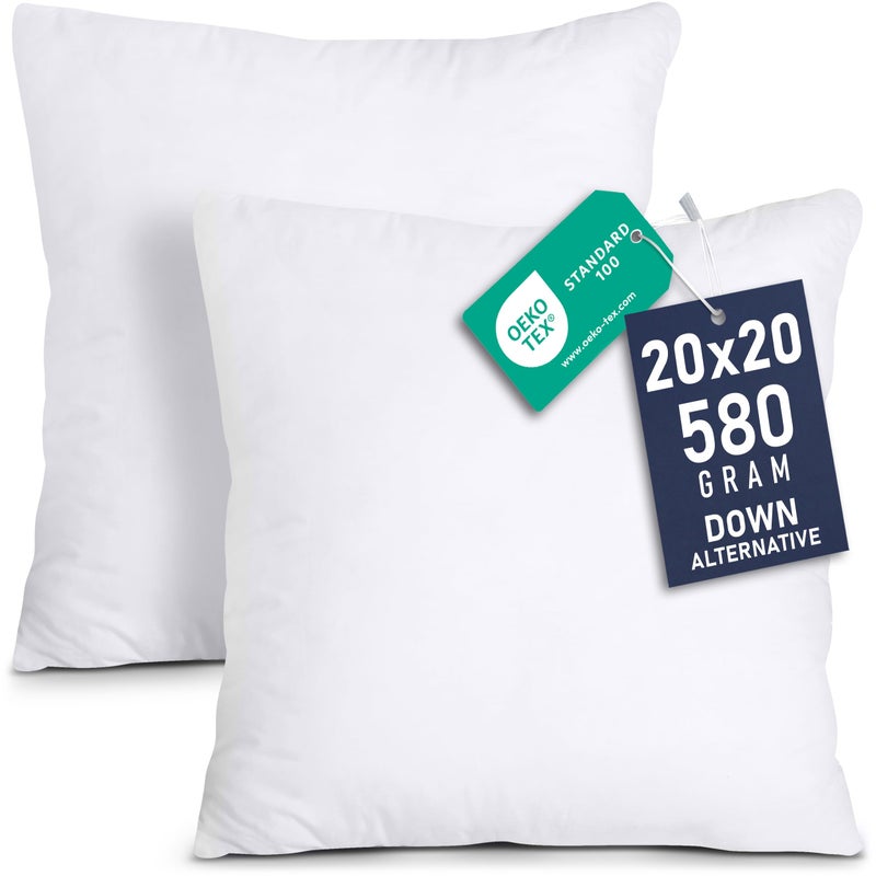 Utopia Bedding Throw Pillows Insert (Pack of 2, White) - 20 x 20 Inches Bed and Couch Pillows - Indoor Decorative Pillow - Image 3