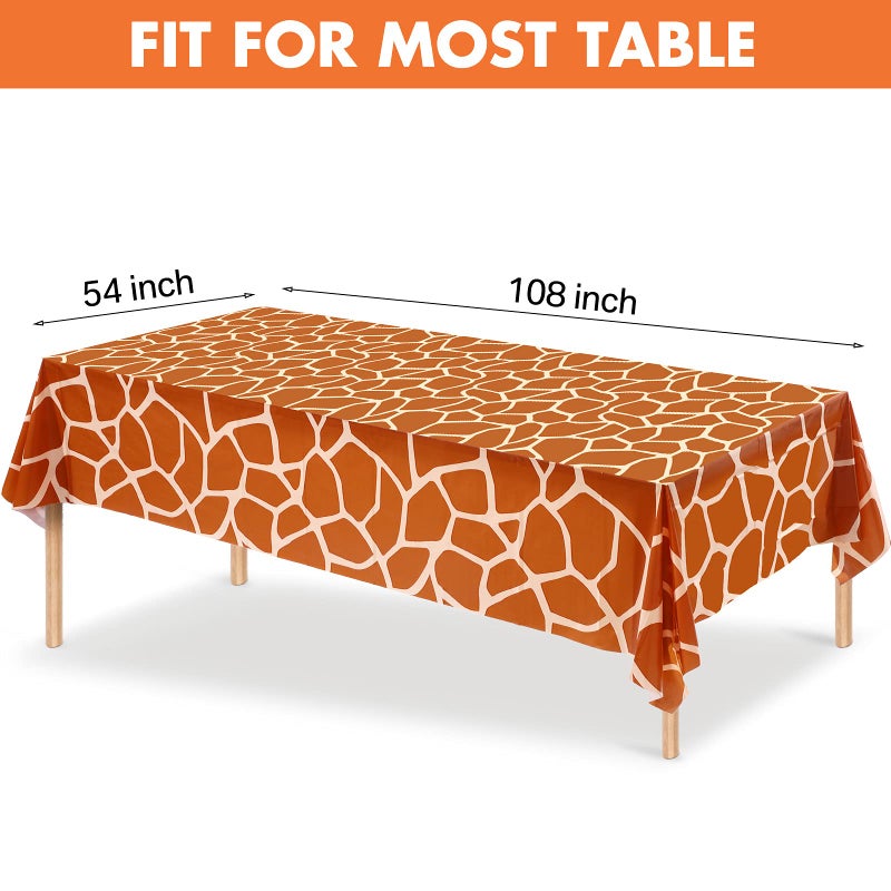 Tatuo Animal Safari Tablecloth Jungle Animal Theme Tablecover Tiger Zebra Giraffe Print Table Cover Tropical Leaf Tablecloth Party Supplies for Jungle Safari Birthday Baby Showers (Leopard Style, 4 Pcs) - Image 2