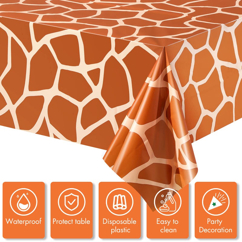Tatuo Animal Safari Tablecloth Jungle Animal Theme Tablecover Tiger Zebra Giraffe Print Table Cover Tropical Leaf Tablecloth Party Supplies for Jungle Safari Birthday Baby Showers (Leopard Style, 4 Pcs) - Image 3
