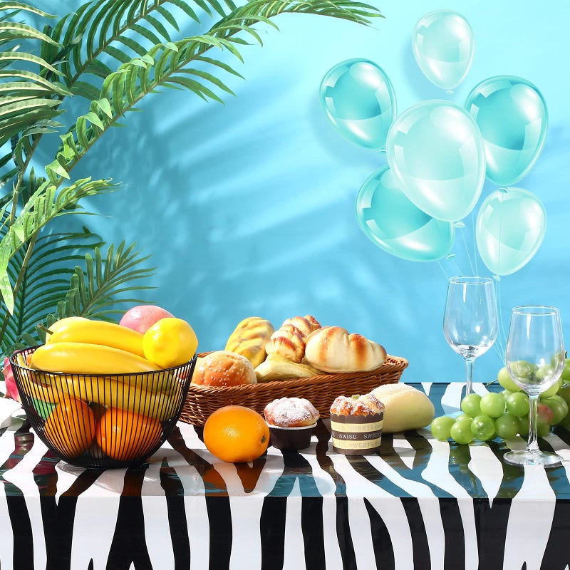 Tatuo Animal Safari Tablecloth Jungle Animal Theme Tablecover Tiger Zebra Giraffe Print Table Cover Tropical Leaf Tablecloth Party Supplies for Jungle Safari Birthday Baby Showers (Leopard Style, 4 Pcs) - Image 5