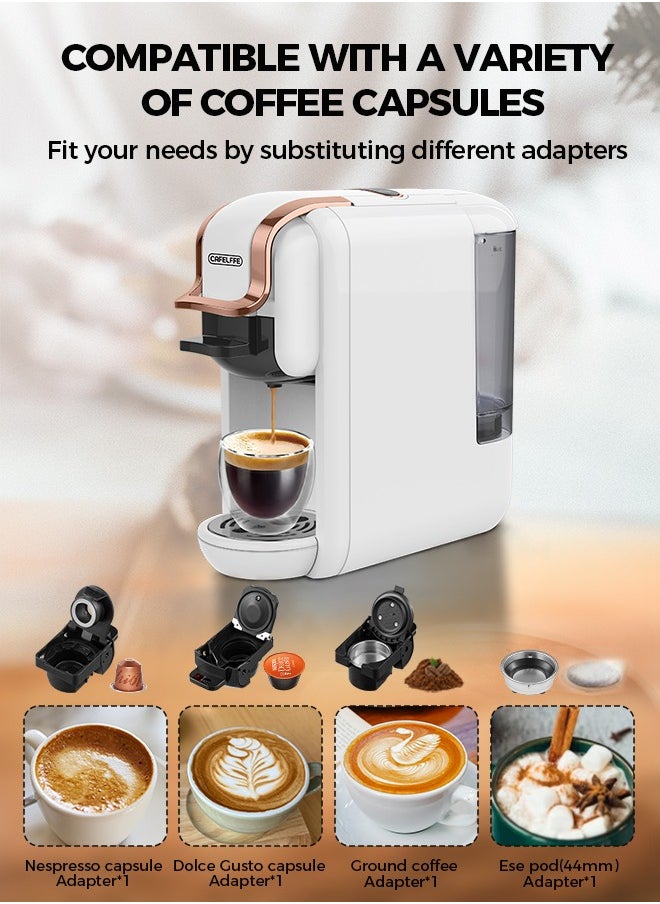 Cafelffe 4 In 1 Capsule Coffee Machine Hot Cold Coffee Maker With Electric MIlk Frother Set White  - Image 2