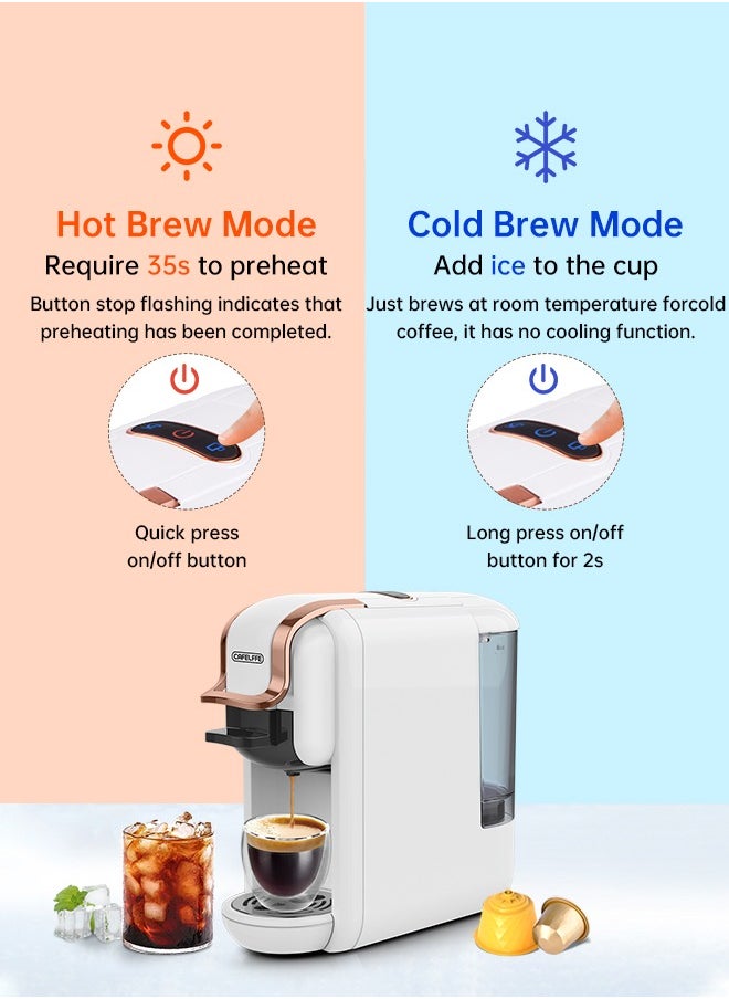 Cafelffe 4 In 1 Capsule Coffee Machine Hot Cold Coffee Maker With Electric MIlk Frother Set White  - Image 3