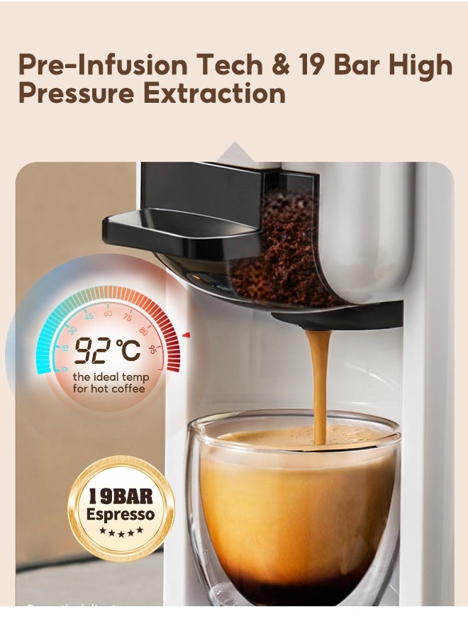 Cafelffe 4 In 1 Capsule Coffee Machine Hot Cold Coffee Maker With Electric MIlk Frother Set White  - Image 4