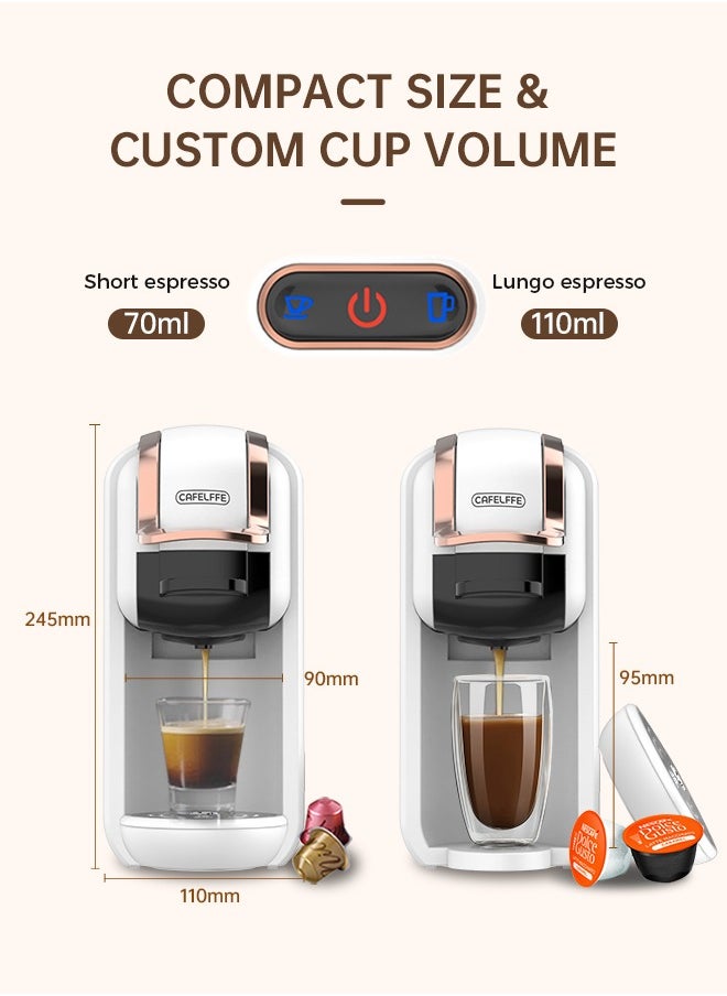 Cafelffe - 4 In 1 Capsule Coffee Machine Hot Cold Coffee Maker With Electric MIlk Frother Set White - Image 1