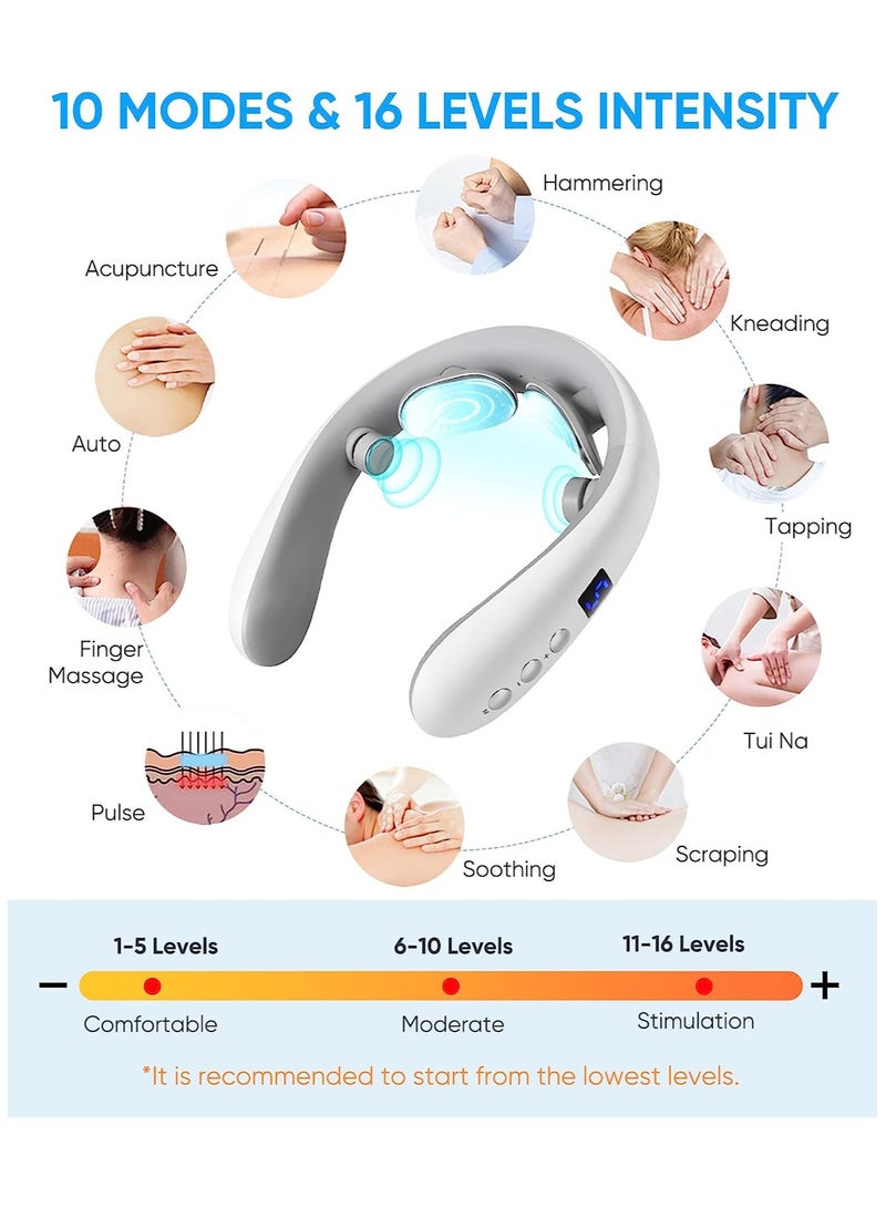 general Electric Neck Massager with Heat,Neck Lymphatic Massager for Pain and Fatigue Relief, 10 Modes 16 Levels Cordless and Portable Neck Massager Perfect Gifts - Image 5