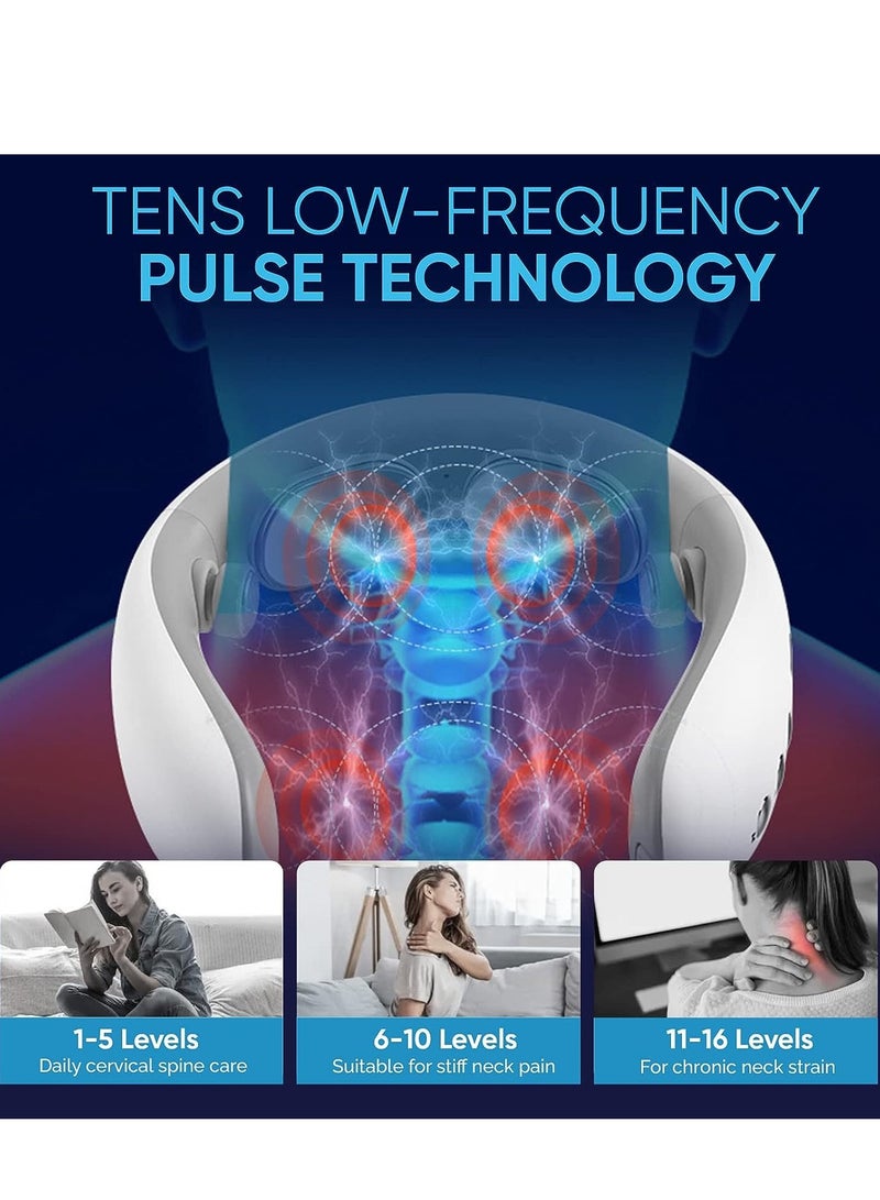 general Electric Neck Massager with Heat,Neck Lymphatic Massager for Pain and Fatigue Relief, 10 Modes 16 Levels Cordless and Portable Neck Massager Perfect Gifts - Image 4