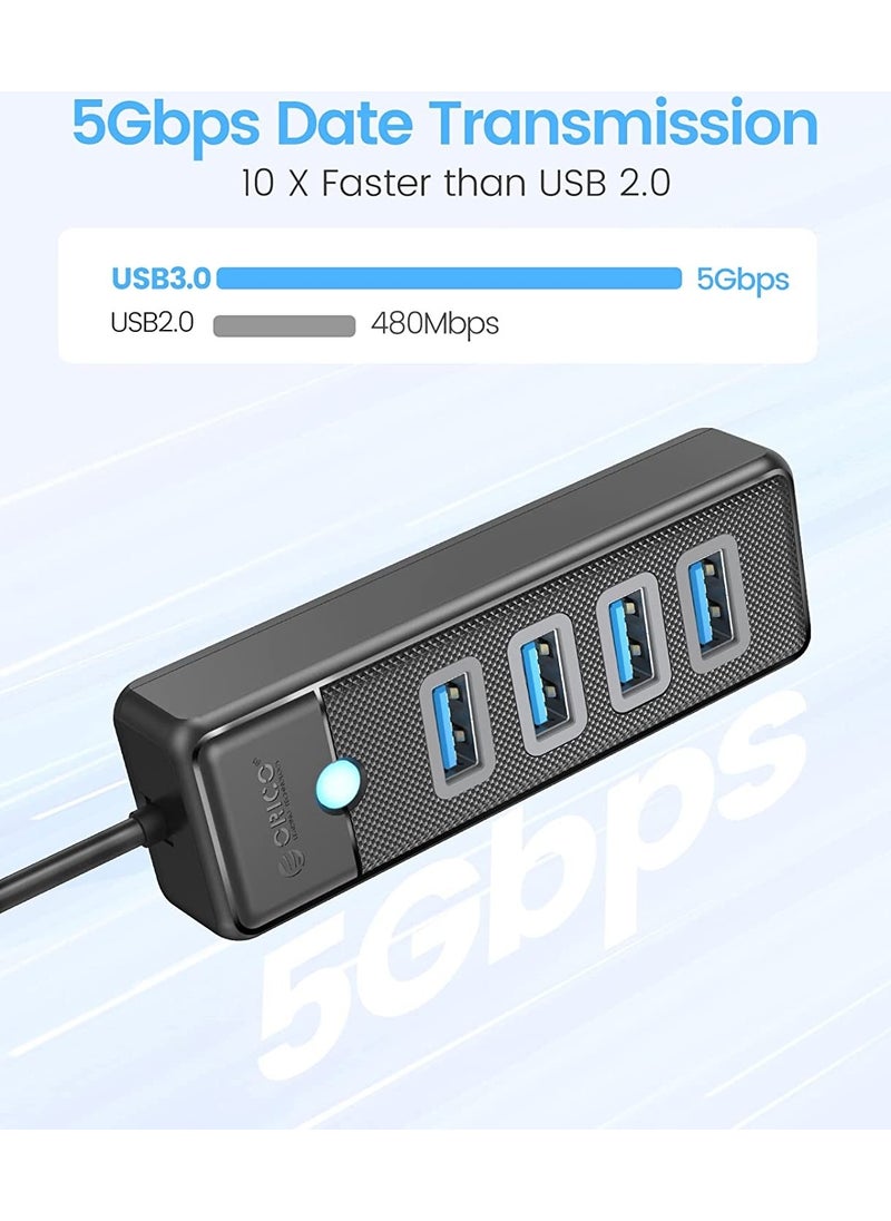 Orico Type-C To 4 Port Usb3.0 5gbps Multi USB Port Multiplexer Hub, 15CM, Black, PW4U-C3-015-BK  - Image 4