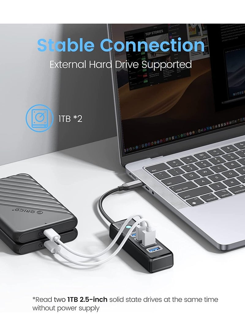 Orico Type-C To 4 Port Usb3.0 5gbps Multi USB Port Multiplexer Hub, 15CM, Black, PW4U-C3-015-BK  - Image 5