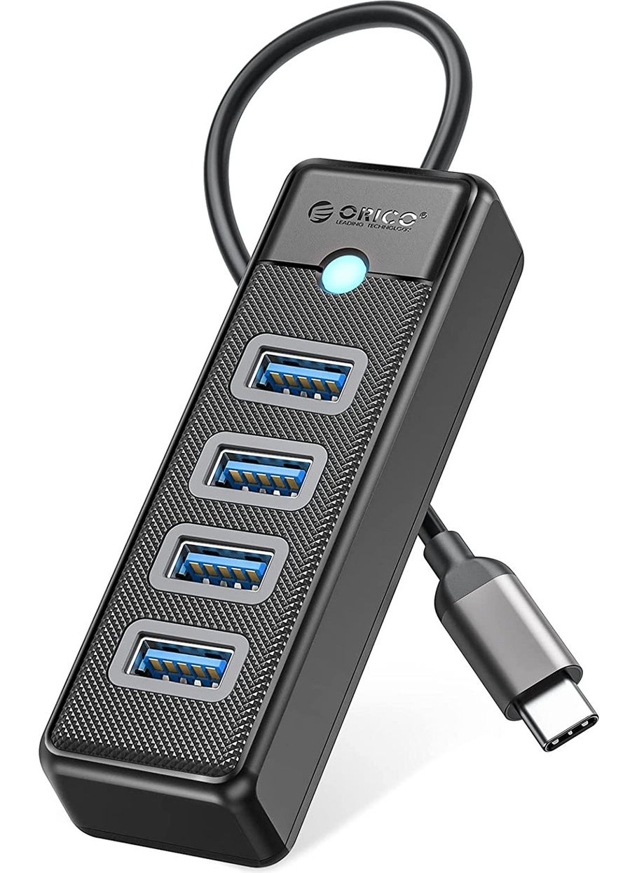 Orico Type-C To 4 Port Usb3.0 5gbps Multi USB Port Multiplexer Hub, 15CM, Black, PW4U-C3-015-BK  - Image 1