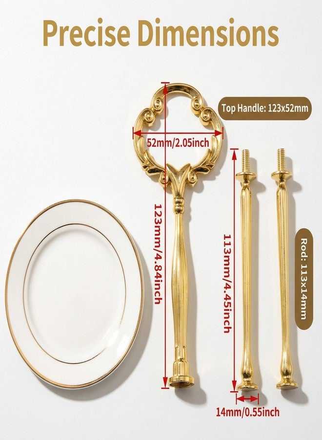 VANTOBEST 1Set 3 Tier Heavy Metal Sunflower Shape Cake Stand Handle Fruit Dessert Cupcake Plate Stand Centre Handle Fittings Round Drill Hardware Rod Dessert Wedding Party Holder with Stylus(Gold) - Image 2