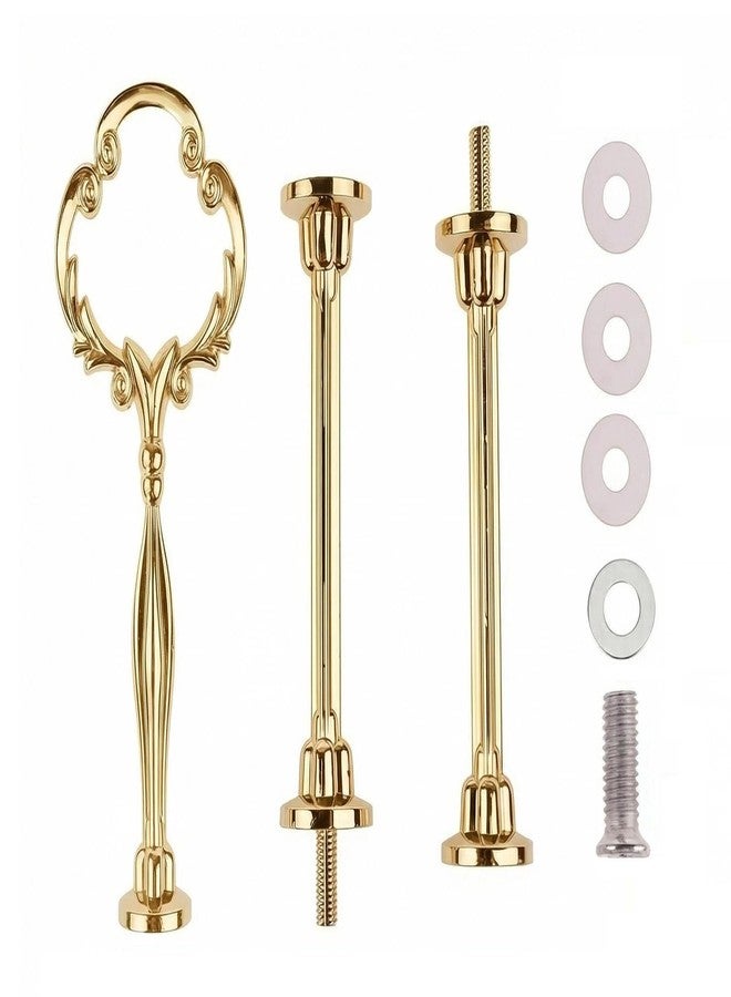 VANTOBEST 1Set 3 Tier Heavy Metal Sunflower Shape Cake Stand Handle Fruit Dessert Cupcake Plate Stand Centre Handle Fittings Round Drill Hardware Rod Dessert Wedding Party Holder with Stylus(Gold) - Image 1