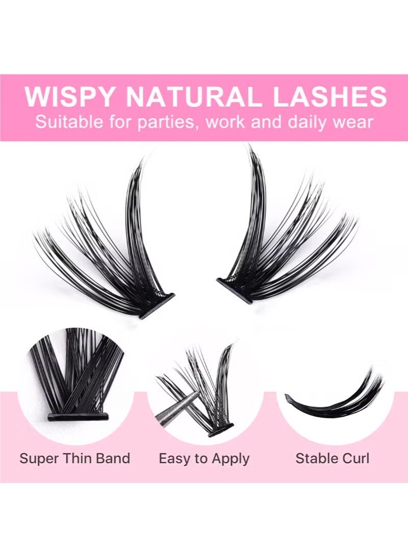 جلامكيت طقم رموش صناعية مكون من ١٦٨ مجموعة، ٩-١٢ مم، رموش صناعية سميكة ومجعّدة على شكل حرف D، رموش طبيعية عنقودية، رموش فردية مع ملقط رموش وفرشاة لاصقة مزدوجة. - Image 4