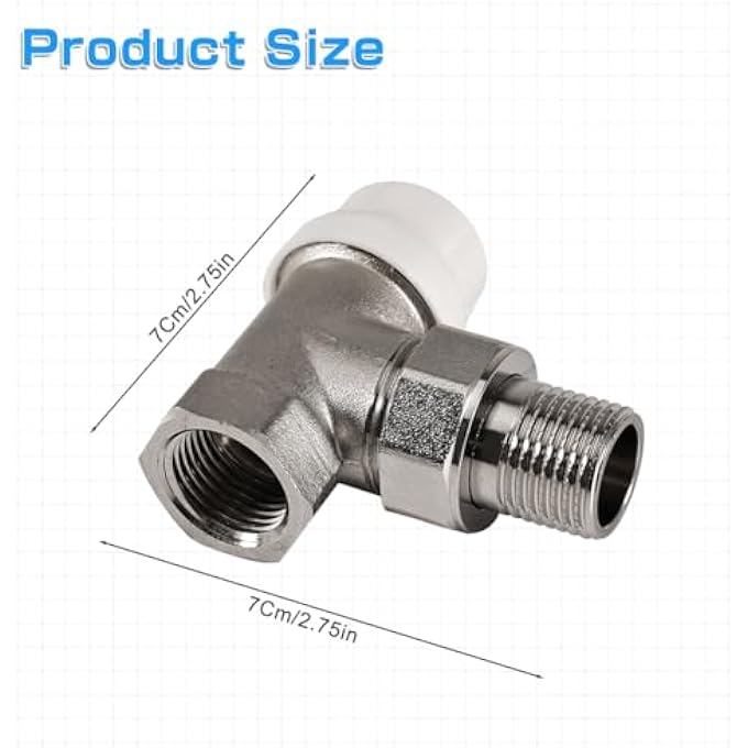 G1/2 THERMOSTATIC VALVE, CONTINUITY VALVE 1/2 INCH, RETURN FITTING WITH THREADED CONNECTION, HEATING VALVE, RADIATOR VALVE, THERMOSTATIC HEAD TEMPERATURE CONTROL VALVE FOR RADIATORS, HEATING - Image 3