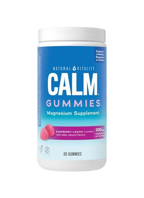 CALM, Magnesium Citrate Supplement, Stress Relief Gummies, Supports a Healthy Response to Stress, Gluten Free, Vegan, Raspberry Lemon Flavored, 60 Gummies