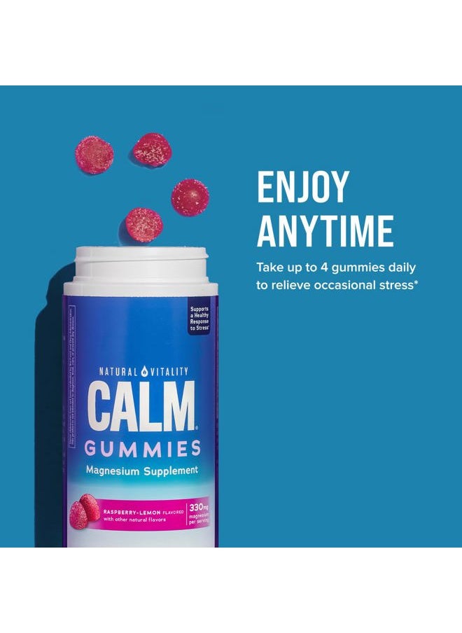 Natural Vitality - CALM, Magnesium Citrate Supplement, Stress Relief Gummies, Supports a Healthy Response to Stress, Gluten Free, Vegan, Raspberry Lemon Flavored, 60 Gummies - Image 1
