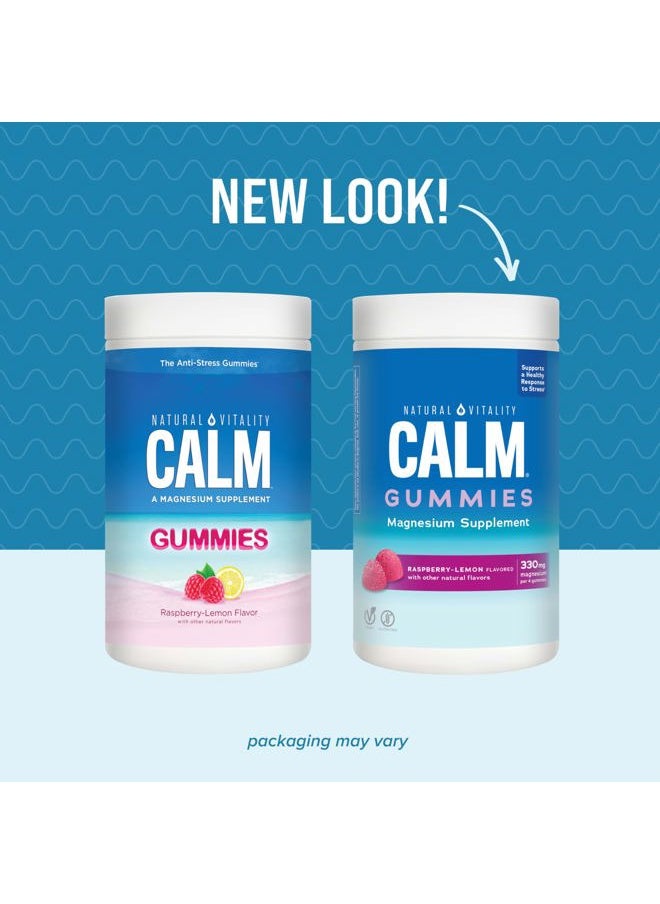 Natural Vitality - CALM, Magnesium Citrate Supplement, Stress Relief Gummies, Supports a Healthy Response to Stress, Gluten Free, Vegan, Raspberry Lemon Flavored, 60 Gummies - Image 1