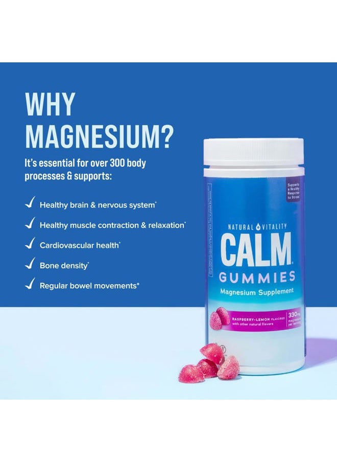 Natural Vitality - CALM, Magnesium Citrate Supplement, Stress Relief Gummies, Supports a Healthy Response to Stress, Gluten Free, Vegan, Raspberry Lemon Flavored, 60 Gummies - Image 1