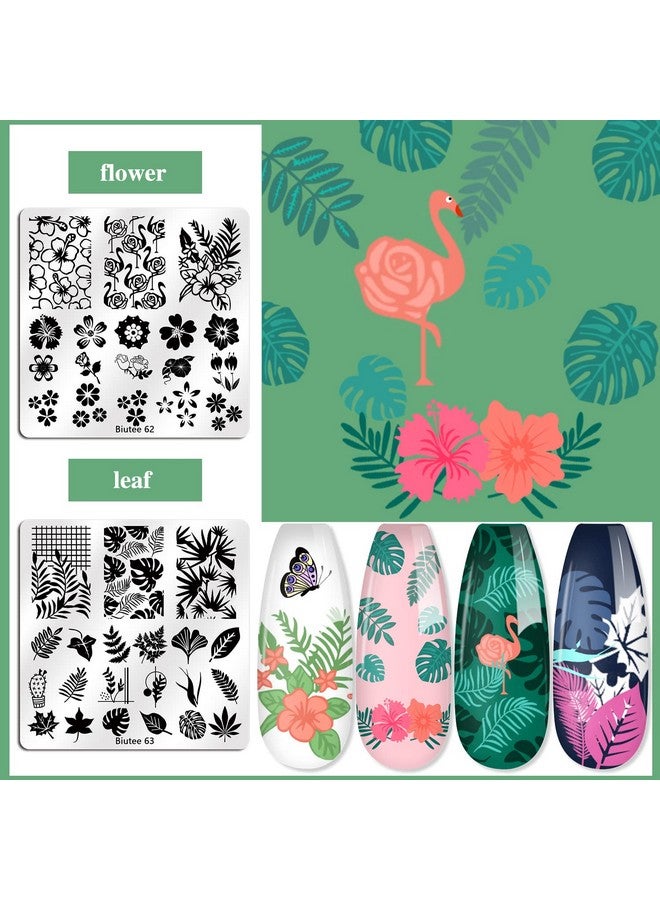 Biutee Nail Stamping Plates Set 15 Pcs Nail Art Stamper Scraper Storage Bag Gift Box Nail Stamp Template Kit Lace Flower Butterfly Star Holiday Sports Design Nail Image Plate - Image 4