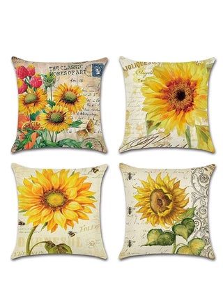 4 Pack Throw Pillow Covers Decorative Linen Pillowcase Sunflower Pattern Waterproof Cushion Perfect to Outdoor Patio Garden Living Room Sofa Farmhouse Decor - pzsku/Z5102C71E1E513A5ED504Z/45/1742224121/43ee8204-ad12-48f4-aea2-0a2e1034c7ef