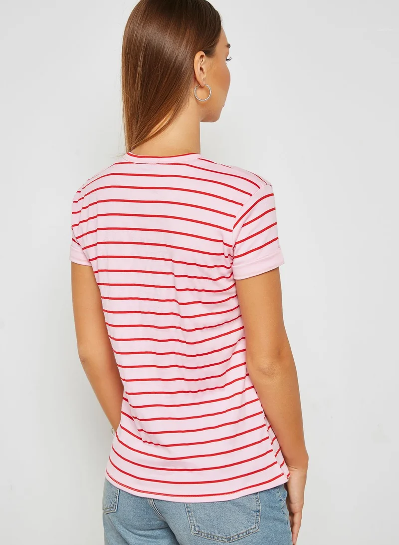 QUIZ Stripe Slogan T-shirt