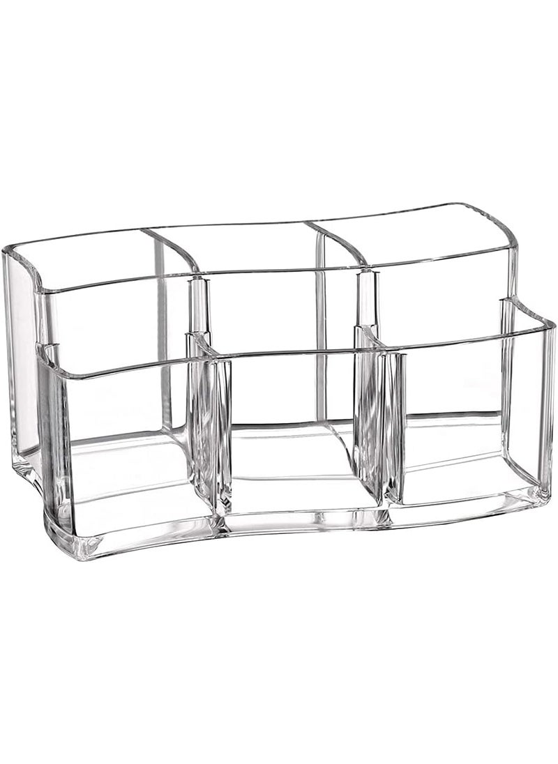esowemsn - esowemsn 1pc Clear Acrylic 6 Slot Makeup Brush Holder Organizer Eyeliners Display Holder Pen Holder Toothbrush Holder Vanity Organizer Accessories - Image 1