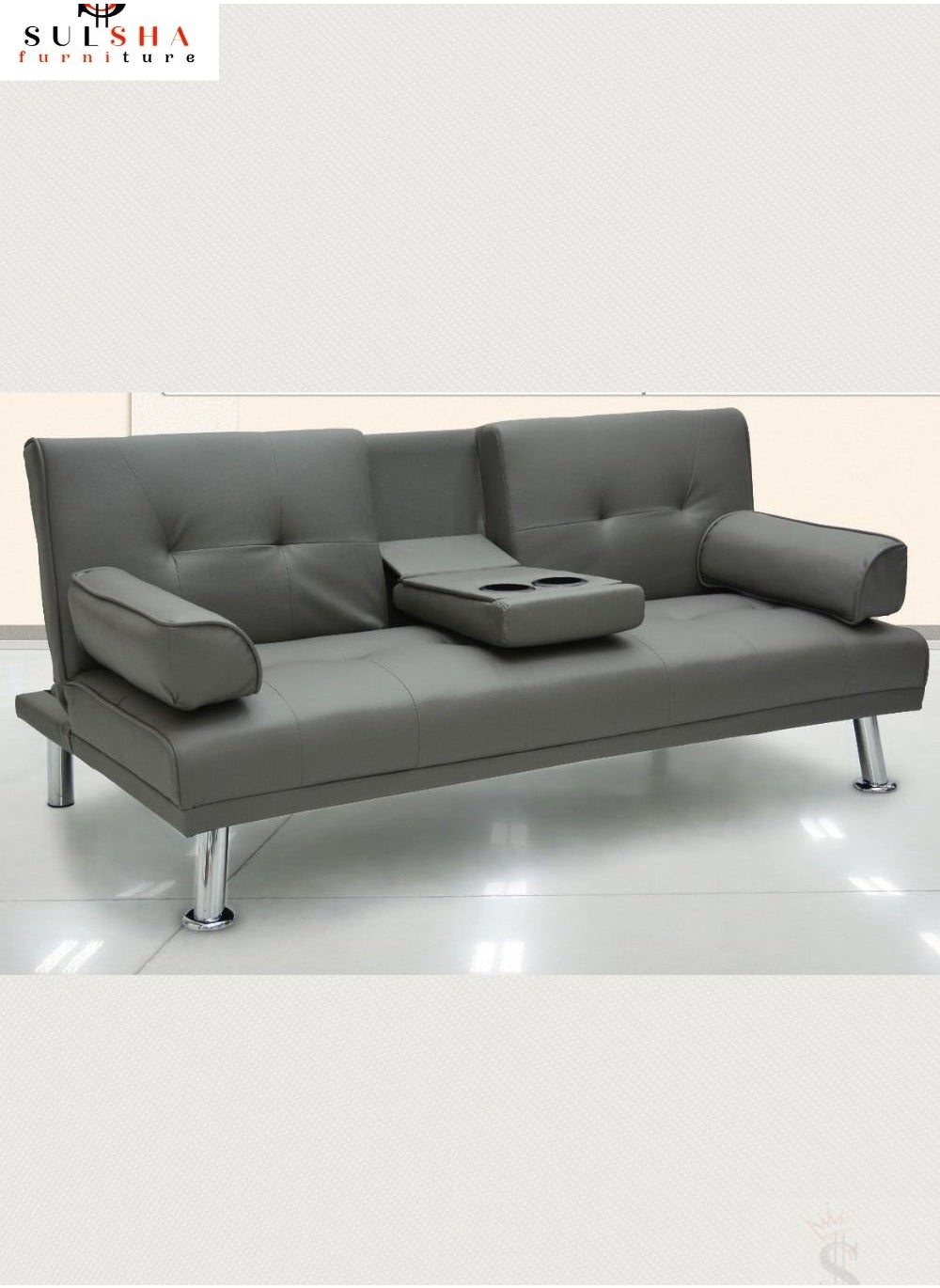 Modern Heavy Duty 3 Seater Leather Sofa bed With Arm Rest 