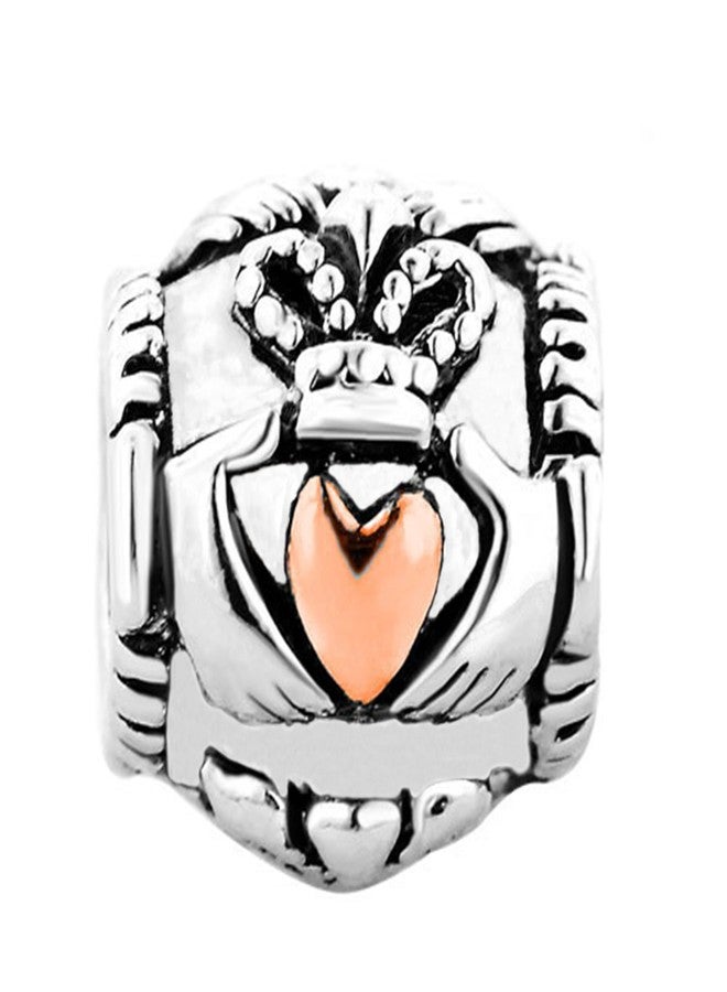MiiFort Claddagh Ireland Bead Charm fits Pandora Charms Bracelets Hands Heart Crown Friendship Love Loyalty - Image 1