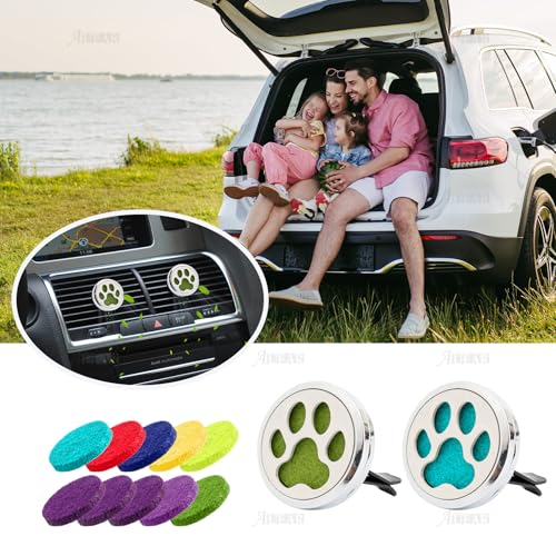 AUEAR, Dog Paws Car Essential Oil Diffuser Aromatherapy Air Freshener Car Vent Clip Lockets with 10 Felt Refill Pads - Image 2