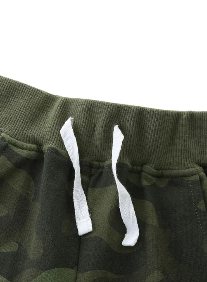 YUNIQEE Olive Regular Fit Mid Rise Camouflage Shorts