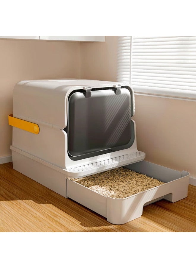 HelloJoy ojoy Cat Litter Box, Fully Enclosed, Large Size, Cat Toilet, Splash-proof, Cat Box, Cat Litter Tray, Cat Waste Box, Gray - Image 1