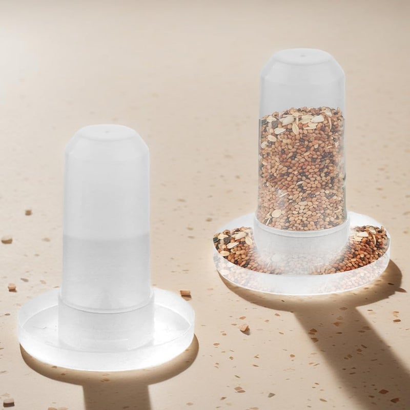 DQITJ 2 Pack Quail Plastic Food Feeder and Bird Water Dispenser Plastic for Quail Chick Parakeet Budgies Cockatiel Lovebird Small Birds (Transparent) - Image 2