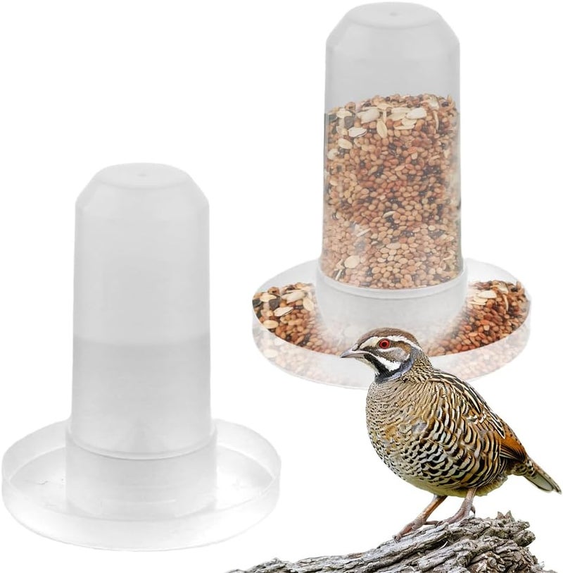 DQITJ 2 Pack Quail Plastic Food Feeder and Bird Water Dispenser Plastic for Quail Chick Parakeet Budgies Cockatiel Lovebird Small Birds (Transparent) - Image 1